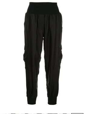 cinq a sept Black Satin Cargo Jogger Pants